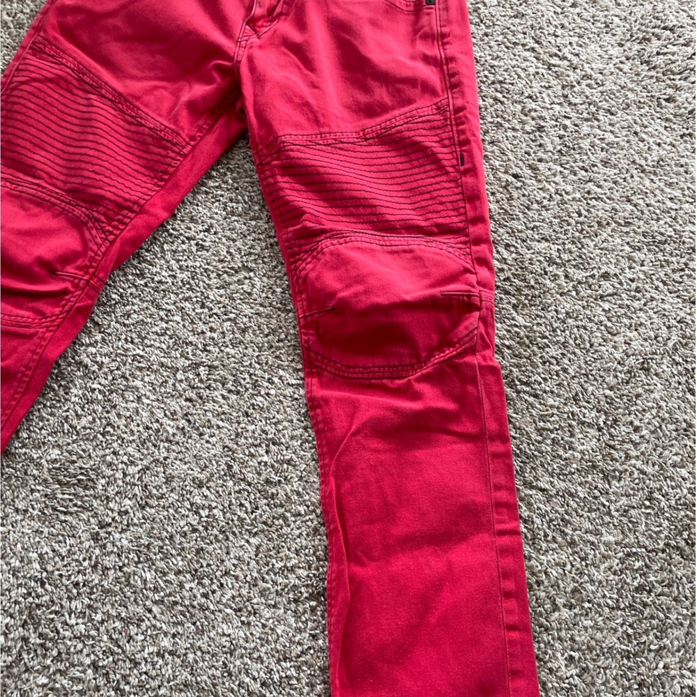 True Religion Y2K Moto Jeans Mens Size 32 Red Bikercore McBling Streetwear - Picture 7 of 13